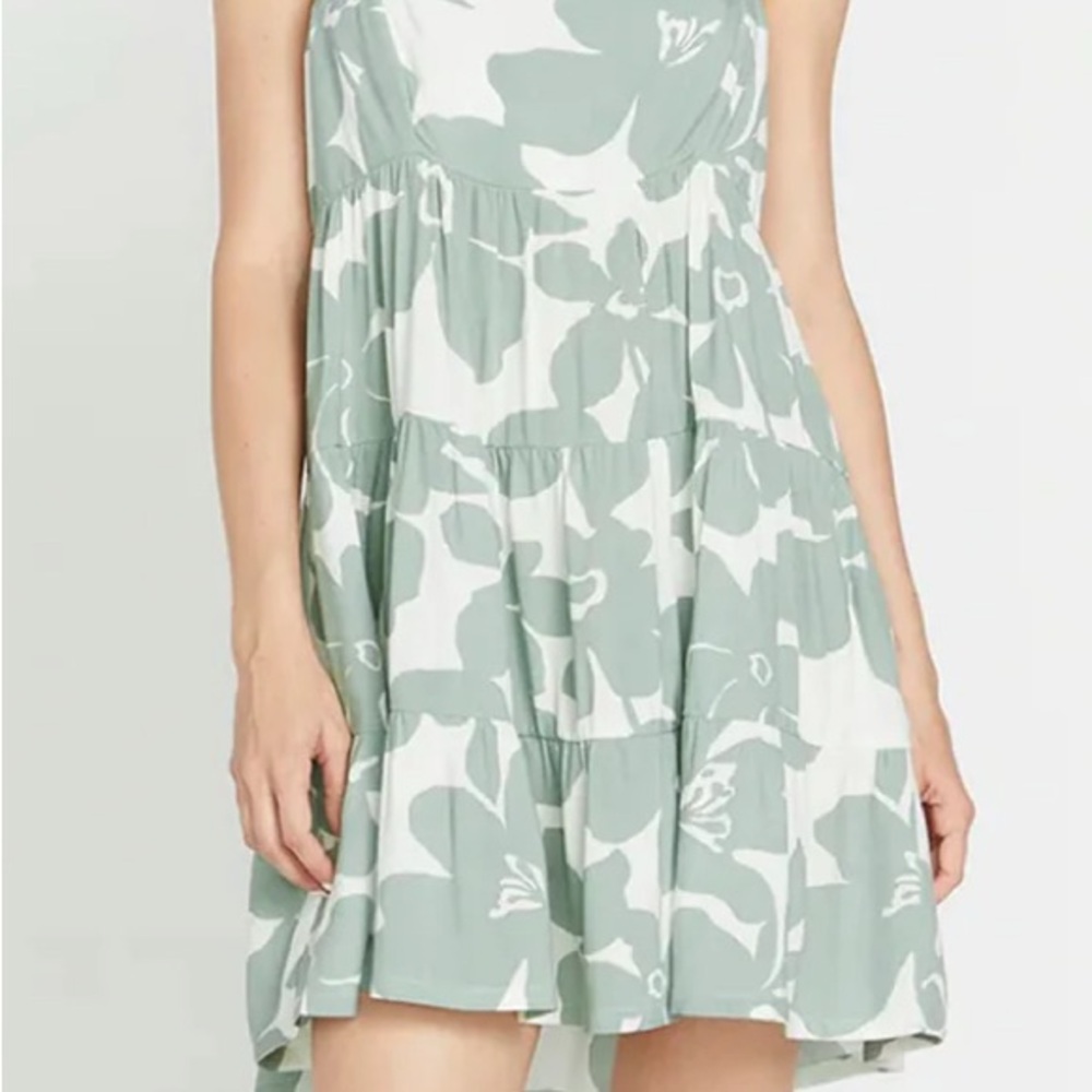 Green and White Floral Women's Dress